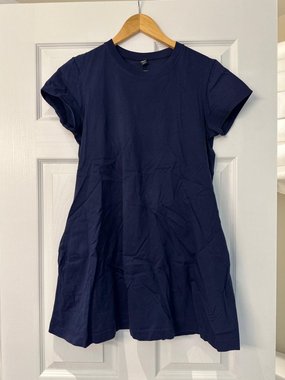 Uniqlo 100% Cotton Mini T-Shirt Dress in Navy Blue